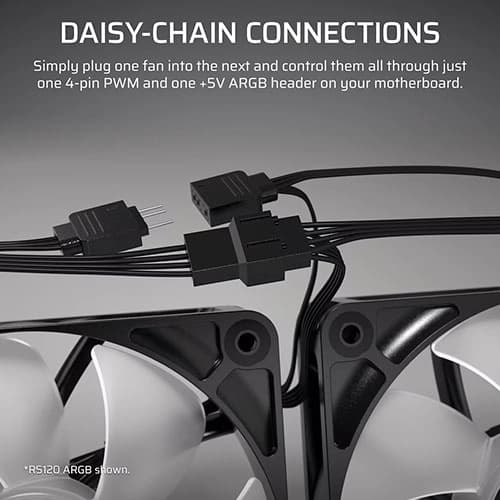 Corsair RS120-R ARGB 120mm White PWM Reverse Cabinet Fan (Triple Pack)